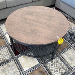 3 Pc Grey/Wood Round Coffee Table And End Tables!!