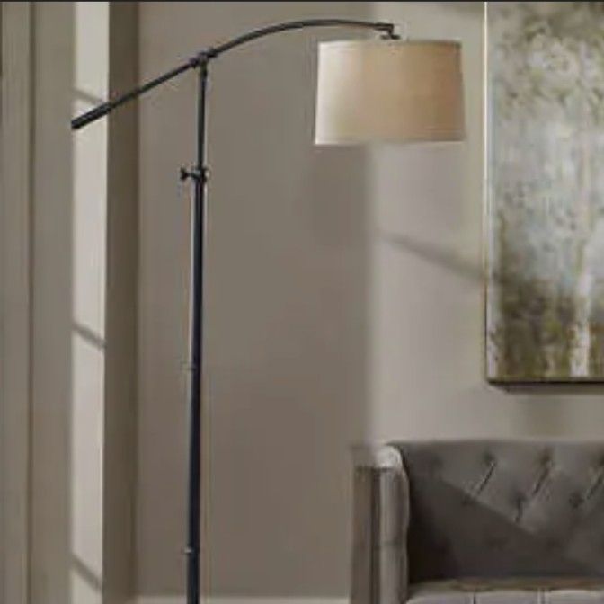 Floor Arch Lamp Heavy Weighted Base  Bronze Adjustable With Shade