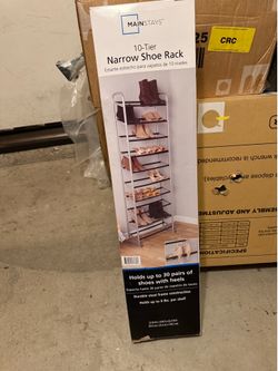 Mainstays 10-Tier Narrow Shoe Rack – Holds Up to 30 Pairs – Brand New