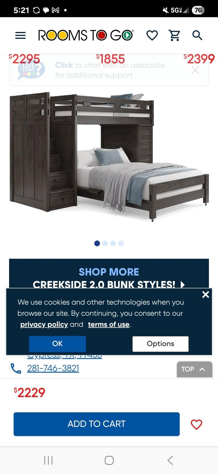 CREEKSIDE 2.0 BUNK STYLES!

Kids Creekside 2.0 Charcoal Twin/Full Step Loft With Loft Chest And Desk Attachment