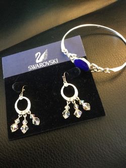 Swarovski earrings and Sterling silver Lapis gemstone bracelet / Priced separate come visit 💙