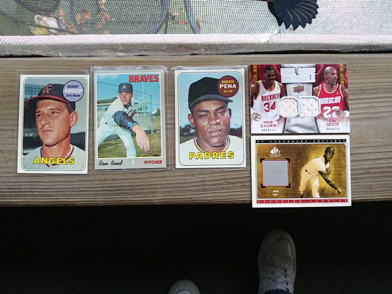 1960s baseball card lot + basketball player game uniform swatches