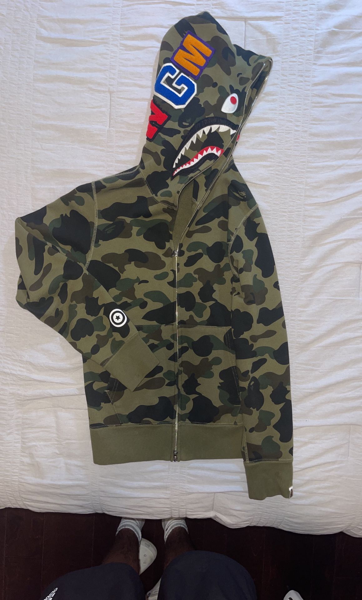 BAPE First Camo Shark Zip Hoodi (Army Green)