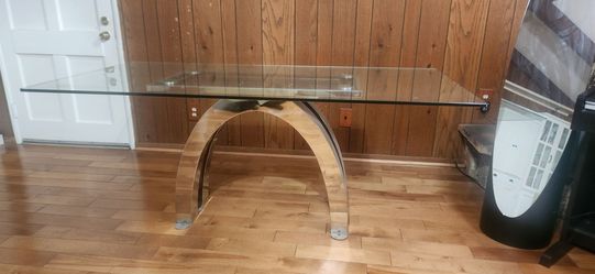 Glass Coffee Table with Chrome Arch Base