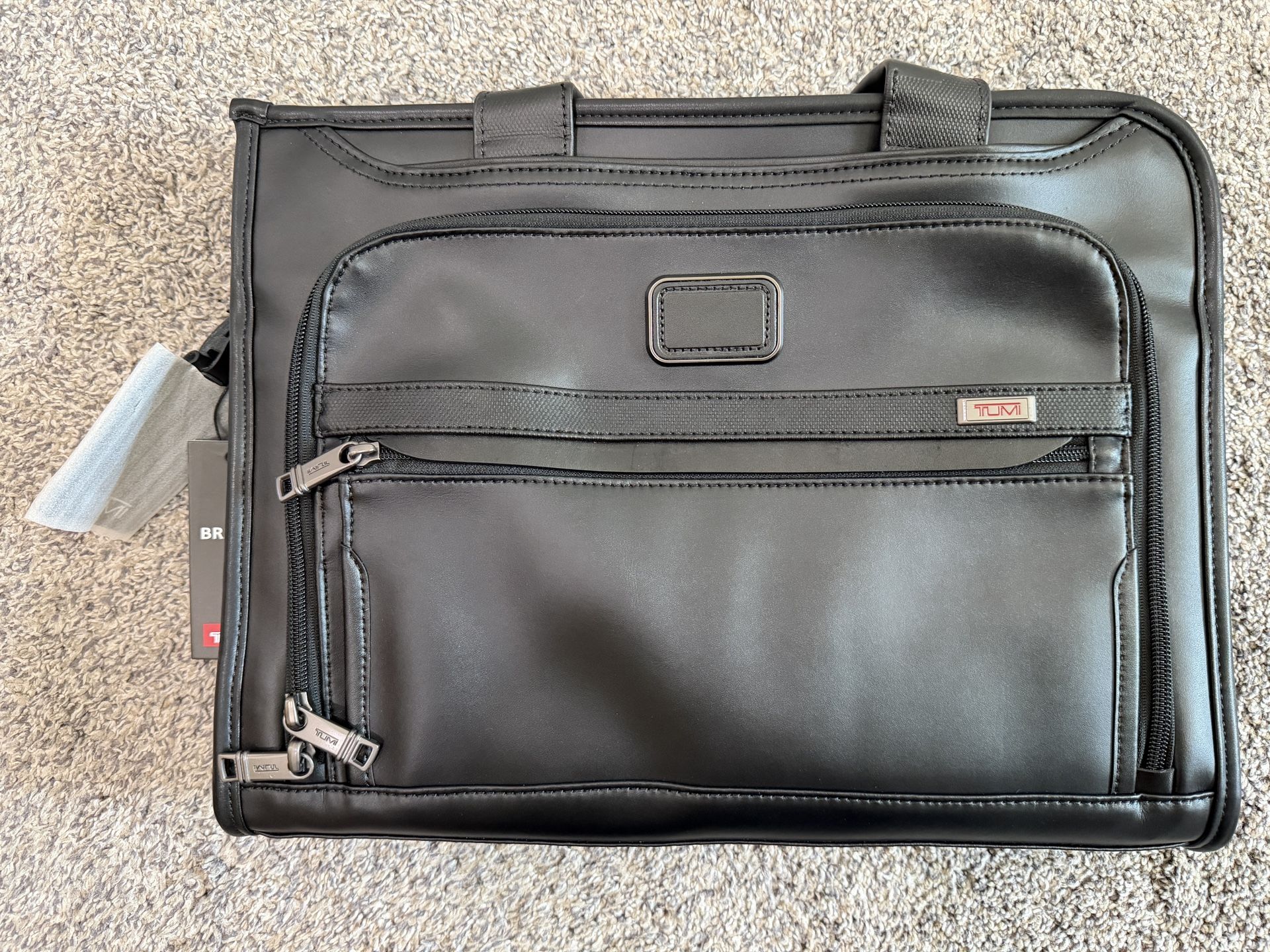 Tumi Alpha Bravo 3  Slim Briefcase Shoulder Bag leather NEW w Tags 
