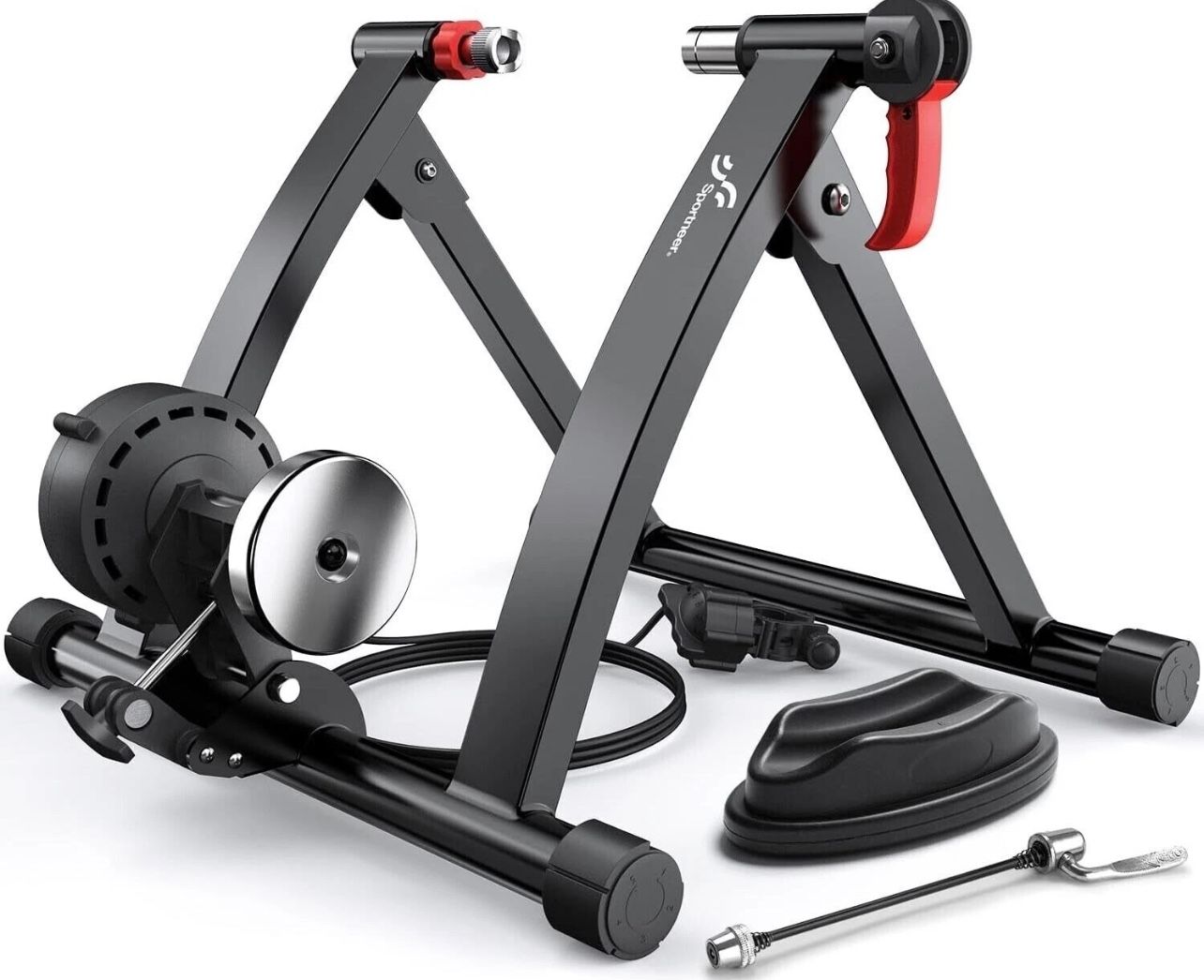 Sportneer Bike Trainer - Magnetic Stationary Bike Stand for 26-28" & 700C Wheels - Adjustable 6 Level Resistance Bike Trainer Stand for Indoor Riding