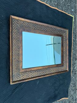 Large Vintage Gold Tone Ornate Weaved Mirror 50 1/2” x 38 1/2”