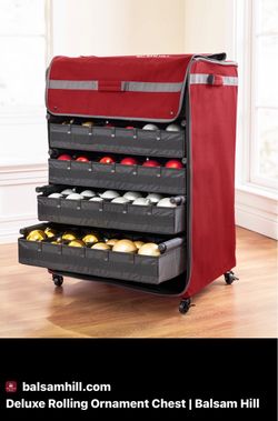 NEW Balsam Hill 100-Piece Rolling Ornament Storage Ches
