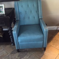 Teal Tufted Recliner Chair