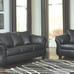 Vegan Leather Sofa Set with Love Seat