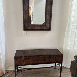 Leather Mirror and Table 