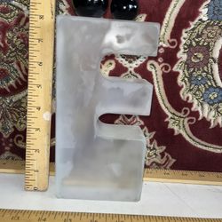 Art Glass Sculpture Of The Letter E With Two Balls On Top
