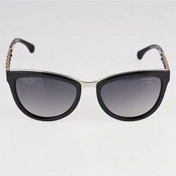 CHANEL Lambskin Chain Polarized Sunglasses 5361-Q Black