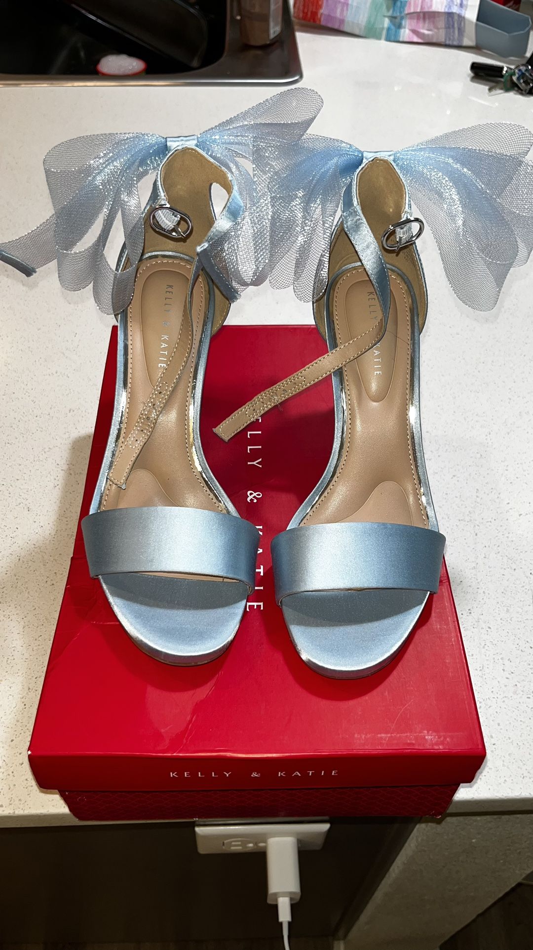 Blue Bow Wedding Heels