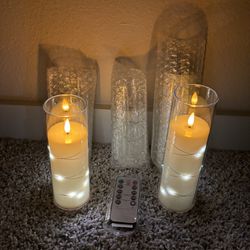 Flameless LED Candles with Timer 5 Pc Flickering Flameless Candles for Romantic Ambiance and Home Decoration Stable Acrylic Shell,with Embedded Star S