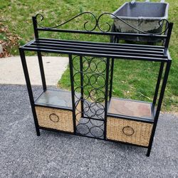 Iron Wine Rack Bakers Storage Rack With Baskets