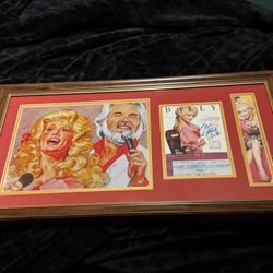 Dolly Parton Framed double matted signed  plus extra unopened cd