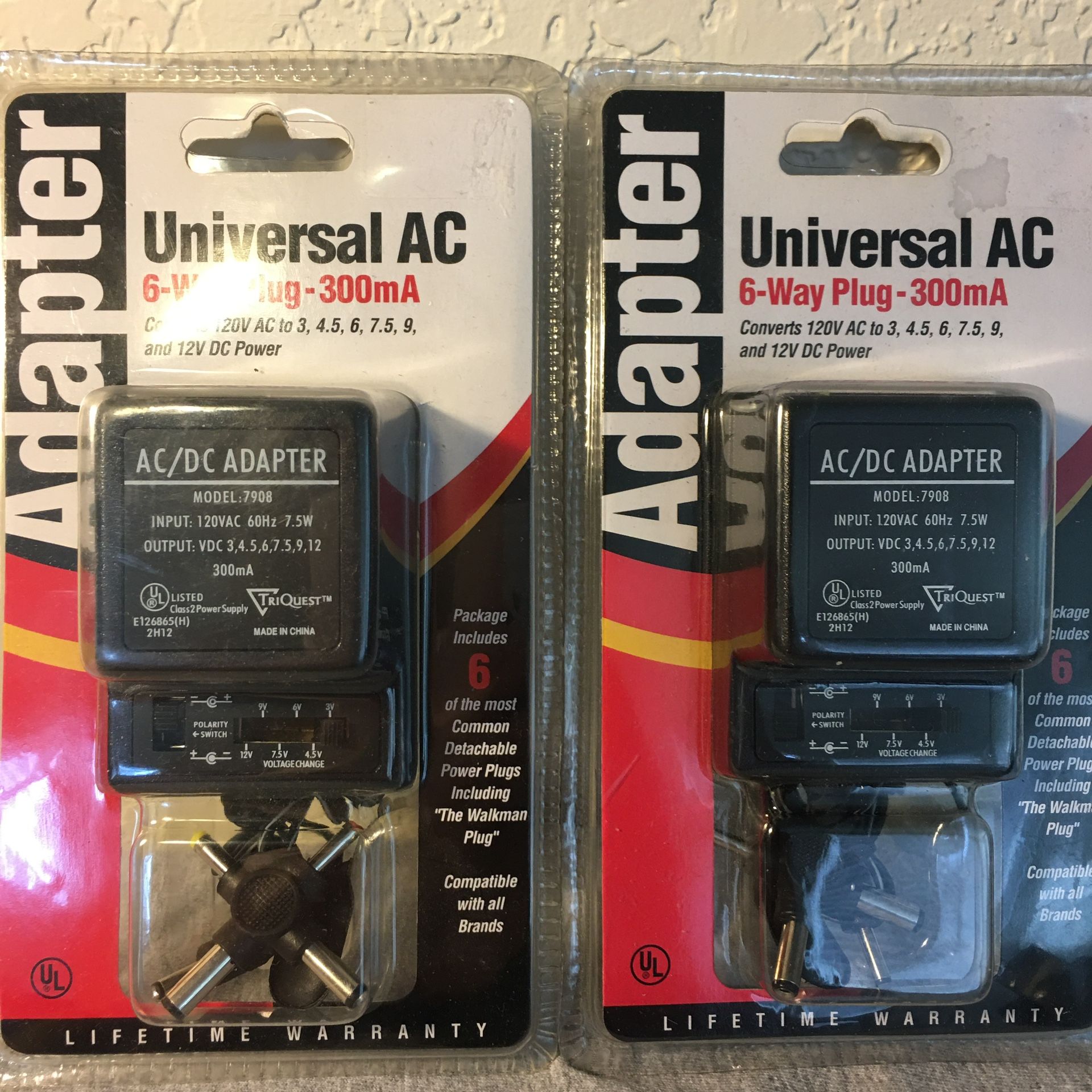 TWO TriQuest UNIVERSAL AC 6-Way Plug-300mA Model 7908