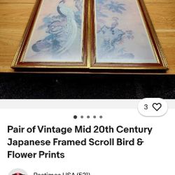 VINTAGE JAPANESE PAINTINGS (2) FRAMED IN EXCELLENT CONDITION (RE-DECORATING IT DOESN'T FIT MY DECOR) OBO