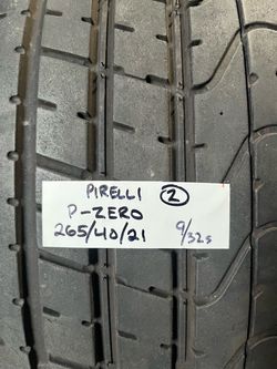 Pair of Pirelli 265/40/21 P-Zero tires TREAD 9/32s