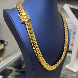 14MM ‼️👑 MIAMI CUBAN LINK CHAIN 24” 🥇 GOLD OVER SILVER