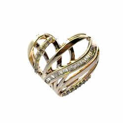 Woman’s Ladies 10k Two Toned White and Yellow Gold .75” Inch Diamond Heart Pendant for Necklace GP3121938