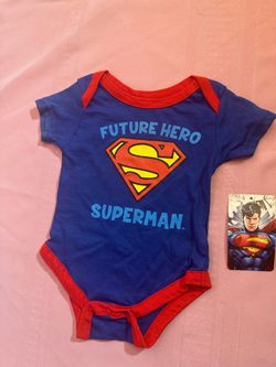 Superman Baby Bodysuit 0-3M Cotton Tagless Crew Neck Snap Bottom
