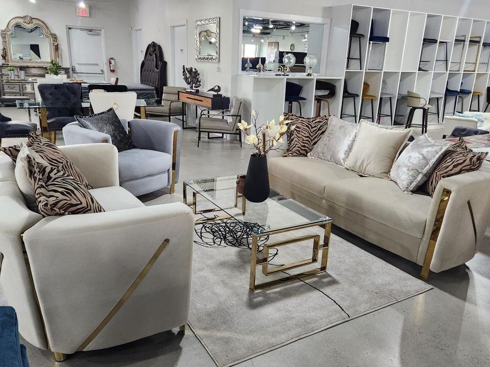 Brand New Elegant Sofa/ Sofa Set with Gold Accents โ Where Comfort Meets Class โจ
