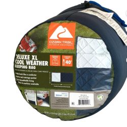  Ozark Trail XL Deluxe 40-Degree Warm Weather Rectangular Adult Sleeping Bag, Navy Blue, 80"x36", extra long