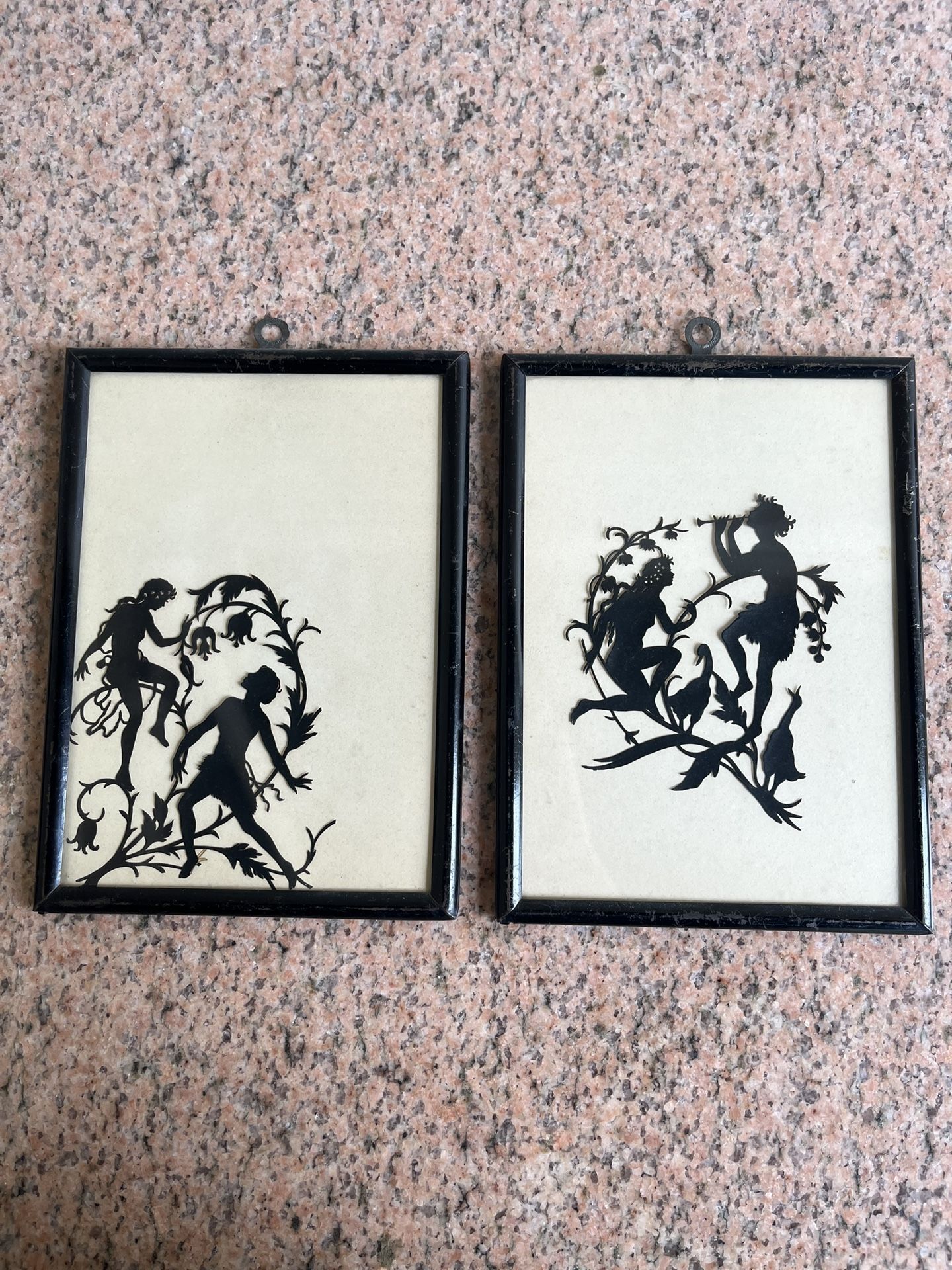 Vintage Antique Silhouette Pictures In Frames Set
