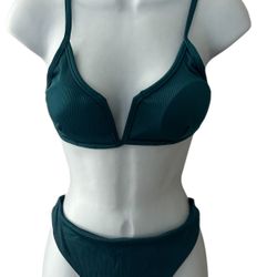 ZAFUL Teal Cheeky V-Wire Textured Bikini Women’s Size Medium NWT
