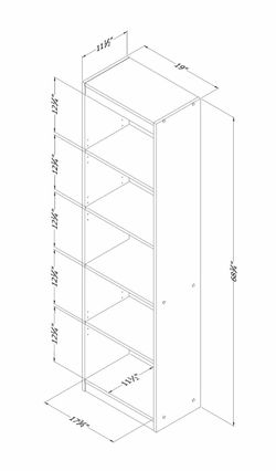 Bookcase 5 shelves 69" Gray