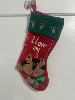 CAT CHRISTMAS STOCKING GOOD CONDITION $5
