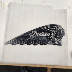 Indian Motorcycle Bike Headdress Logo Emblem Steel Metal Sign 