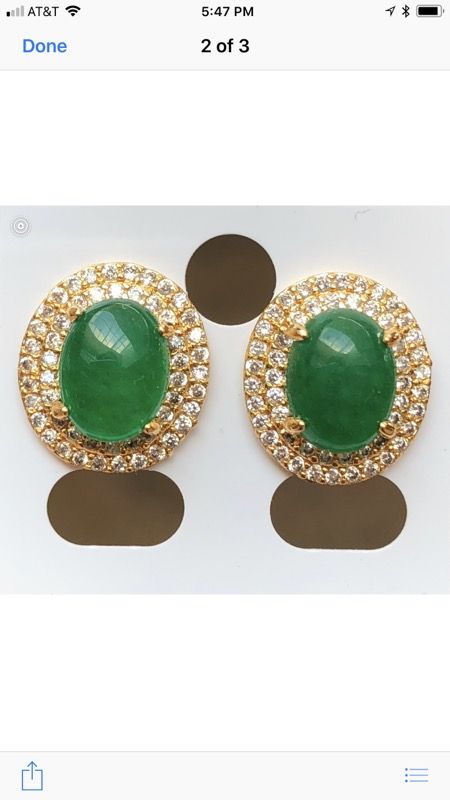 Brand New jade and gold plated earrings