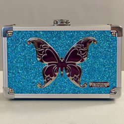 Supply Pencil / marker / Crayon Box, Blue Bling Butterfly - Ship Only