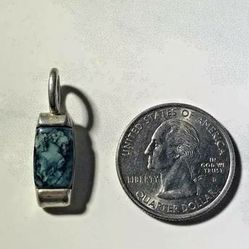 Vintage LC Signed Sterling Silver Blue Stone Pendant

