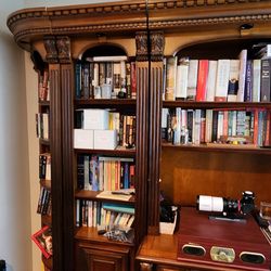 Wooden Bookshelf With Desk