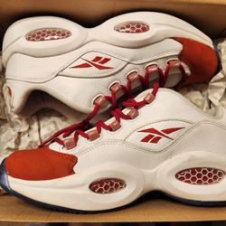 Reebok Question Low Red Toe Sz 10 Pre.owned