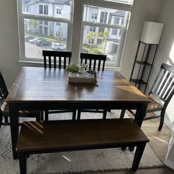Solid Wood Dining Set – Table, Bench & 4 Chairs - $325 OBO