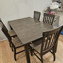 Dining Table with 6 Chairs - Dark Wood