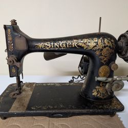 RARE Antique 1907 SINGER SEWING MACHINE HEAD MODEL 27 'PHEASANT' Decor Or Parts