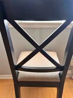 Black Wood Dining Chair with Upholstered Seat