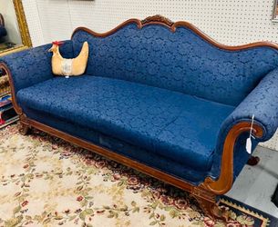 Elegant Vintage Blue Victorian Sofa