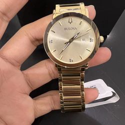 Brand New Mens Bulova Gold Plated Watch