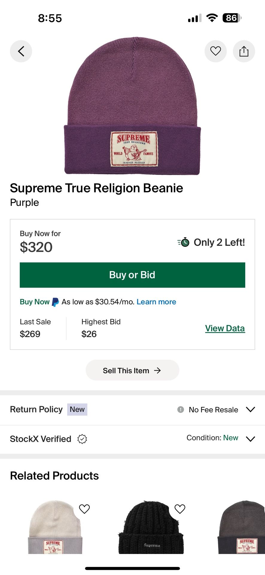 Supreme True Religion Beanie