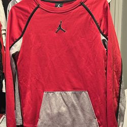 NIKE THERMA-FIT Air Jordan Size 13-15 YRS Boys Red Fleece Lined Sweatshirt 977