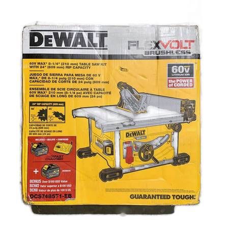 DEWALT DCS7485T1-EB FLEXVOLT 60V MAX Cordless 8-1/4" Table Saw Kit