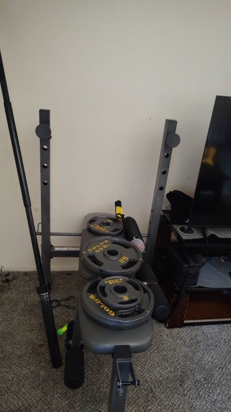Gold's Bench press With 80 Lbs Of Original Weights