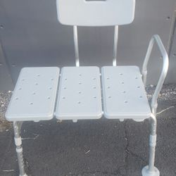 Adjustable Shower Transfer Bench with Back and Armrest 
